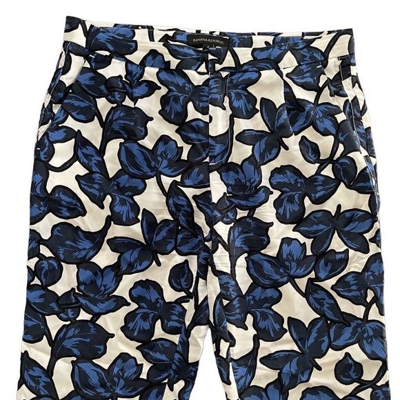 🌸 Banana Republic Cropped Floral Pants Bottoms 4 - Picture 2 of 7